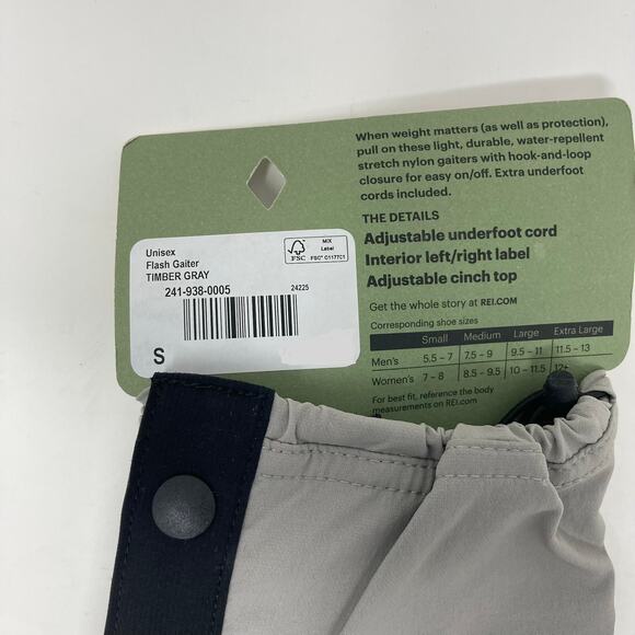 REI Co-op Unisex Flash Gaiters Timber Gray Size Small - Picture 9 of 14